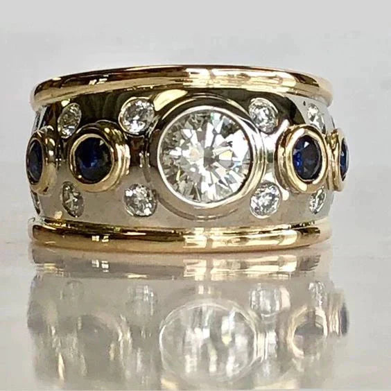 Retro Gold Inlay Zircon Ring
